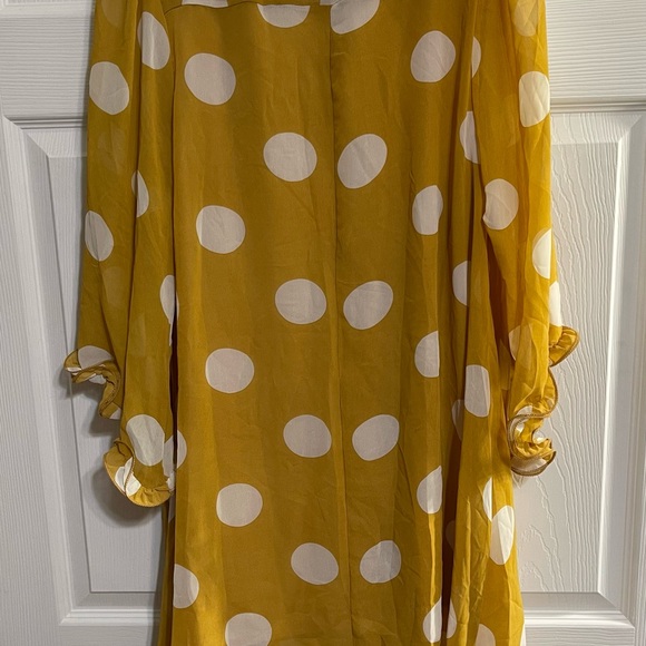 Pretty Angel Silkblend Polka Dot Yellow/Gold Sheer Tunic or Dress Size Large New - Picture 3 of 5
